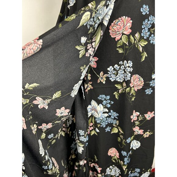 BO.G Collective Floral Wrap Maxi Dress Black/Blue Small With Flutter Sleeves NWT - Picture 9 of 16